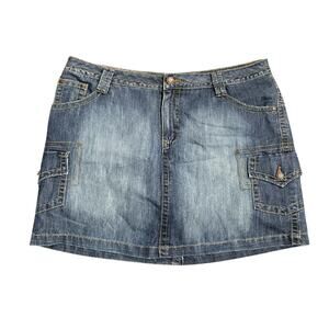 Faded Glory Cargo Pockets Denim Jean Skirt Plus SZ 18 Western Cowgirl Rodeo VTG